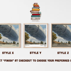 Footfall literary print in frame leaning in hallway – sci fi wall art