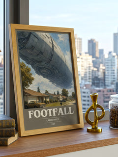 Footfall book cover print framed by window – literary home decor