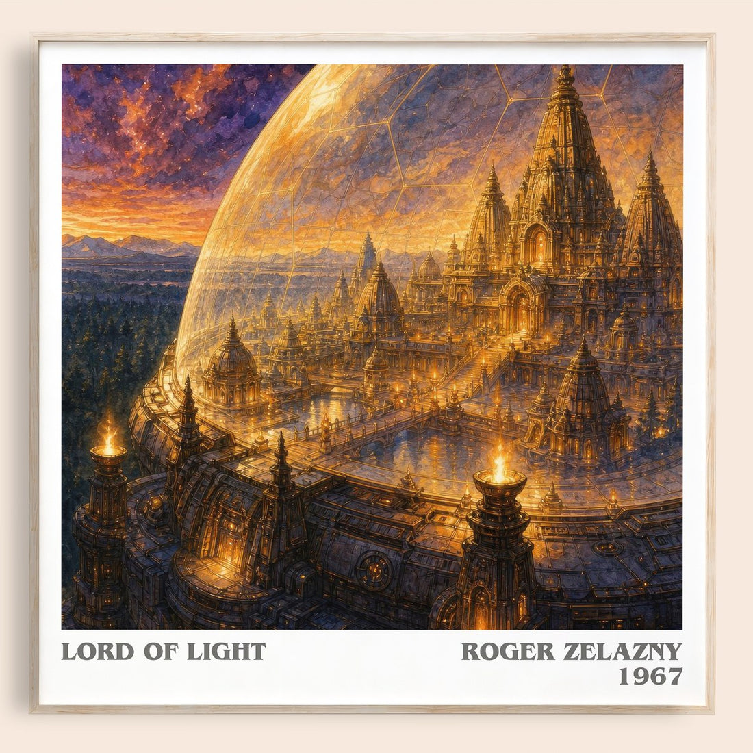 Lord of Light literary book poster by Roger Zelazny – framed literary art print