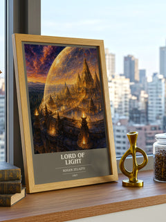 Lord of Light book cover print framed by window – literary home decor