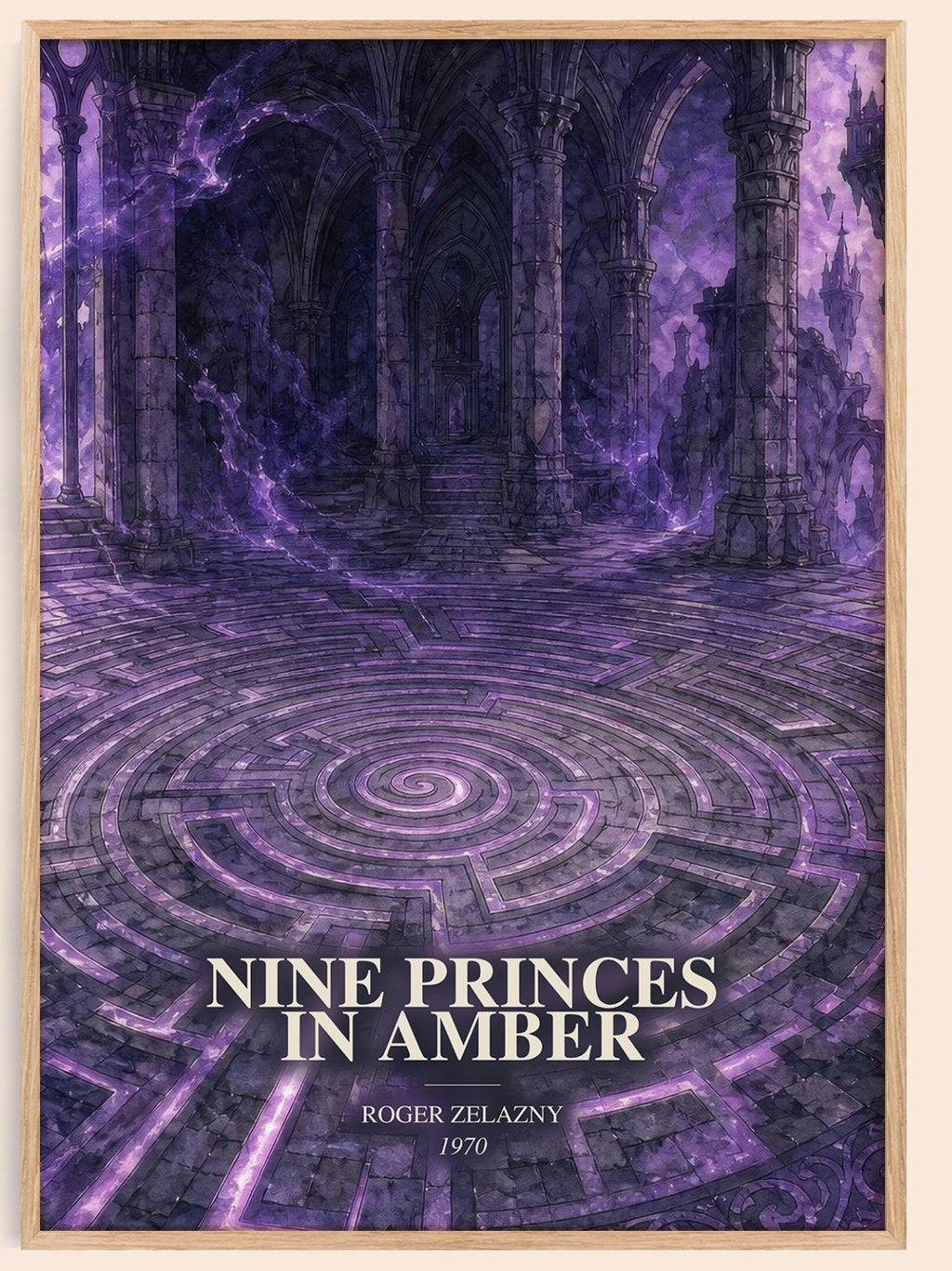 Nine Princes in Amber watercolour book poster by Roger Zelazny – framed literary art print