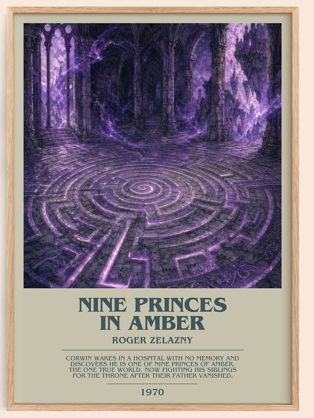 Nine Princes in Amber bookish book poster by Roger Zelazny – framed literary art print