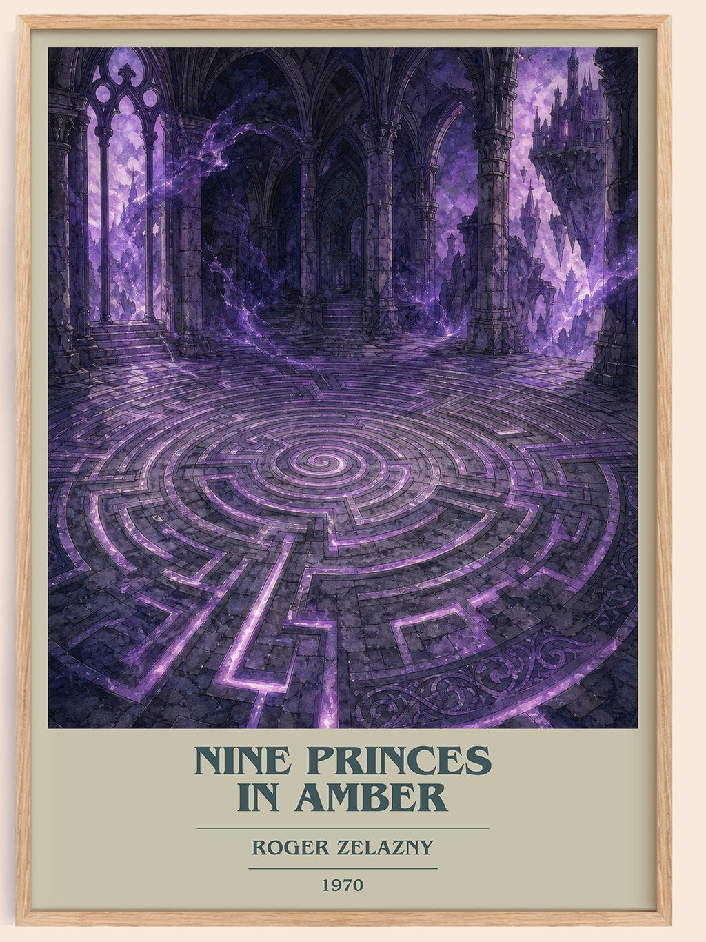 Nine Princes in Amber book cover book poster by Roger Zelazny – framed literary art print