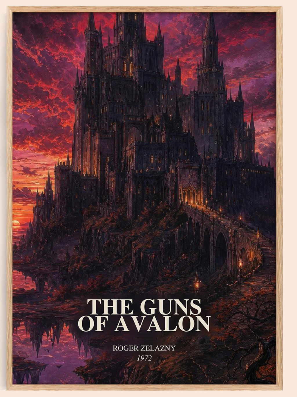 The Guns of Avalon watercolour book poster by Roger Zelazny – framed literary art print