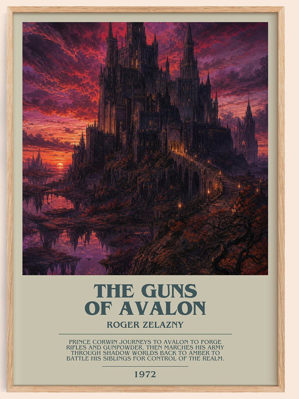 The Guns of Avalon bookish book poster by Roger Zelazny – framed literary art print