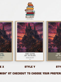 The Guns of Avalon book cover print in frame leaning in hallway – fantasy wall art