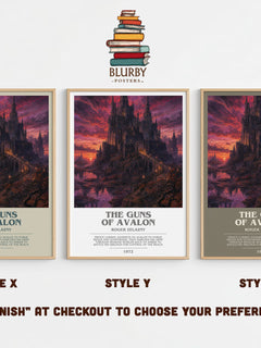 The Guns of Avalon bookish print in frame leaning in hallway – fantasy wall art