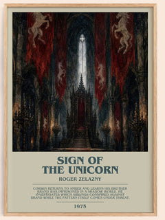 Sign of the Unicorn bookish book poster by Roger Zelazny – framed literary art print