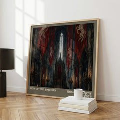 Sign of the Unicorn literary print framed by window – literary home decor