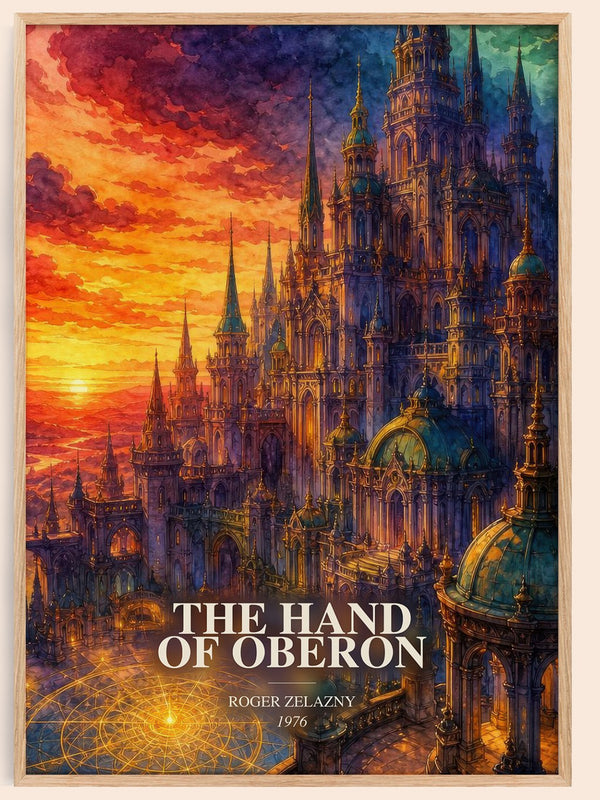 The Hand of Oberon watercolour book poster by Roger Zelazny – framed literary art print