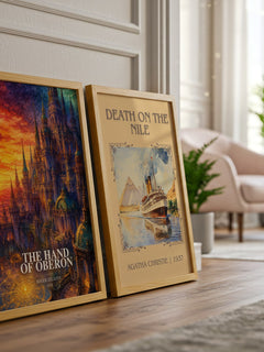 The Hand of Oberon watercolour print framed by window – literary home decor