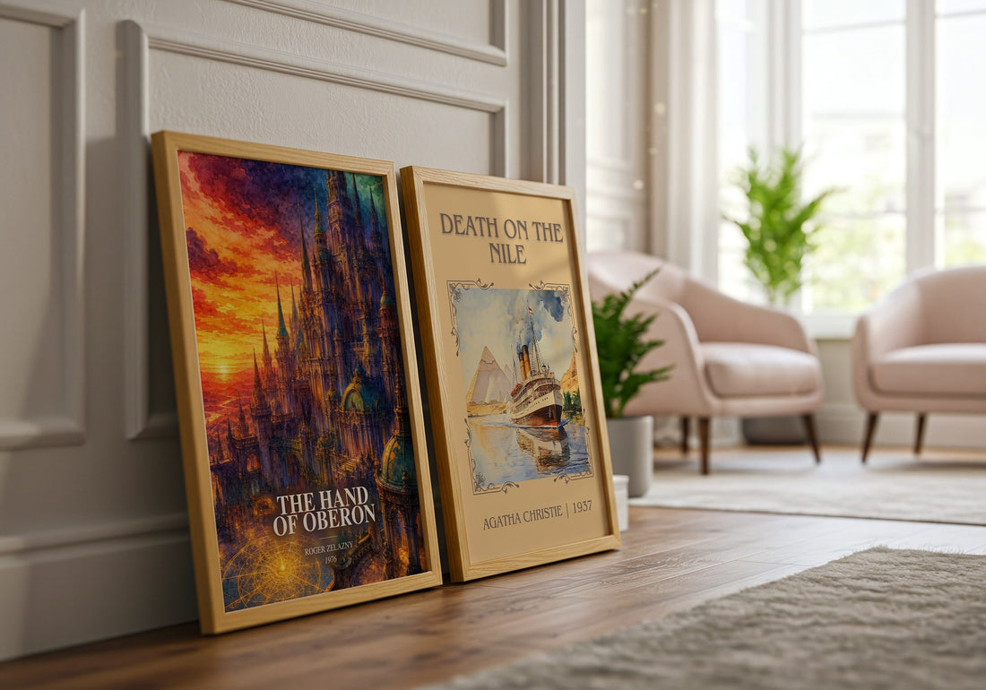 The Hand of Oberon watercolour print framed by window – literary home decor