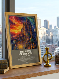 The Hand of Oberon bookish print framed by window – literary home decor
