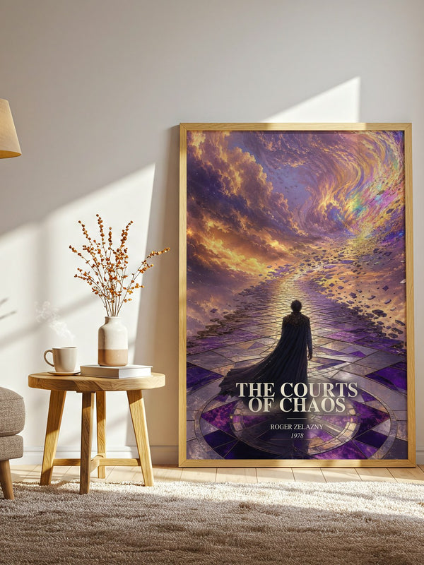 The Courts of Chaos watercolour print in frame leaning in hallway – fantasy wall art