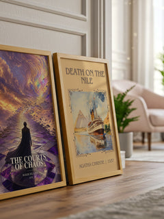 The Courts of Chaos watercolour print framed by window – literary home decor