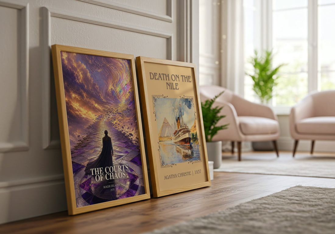 The Courts of Chaos watercolour print framed by window – literary home decor