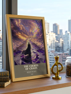 The Courts of Chaos book cover print framed by window – literary home decor