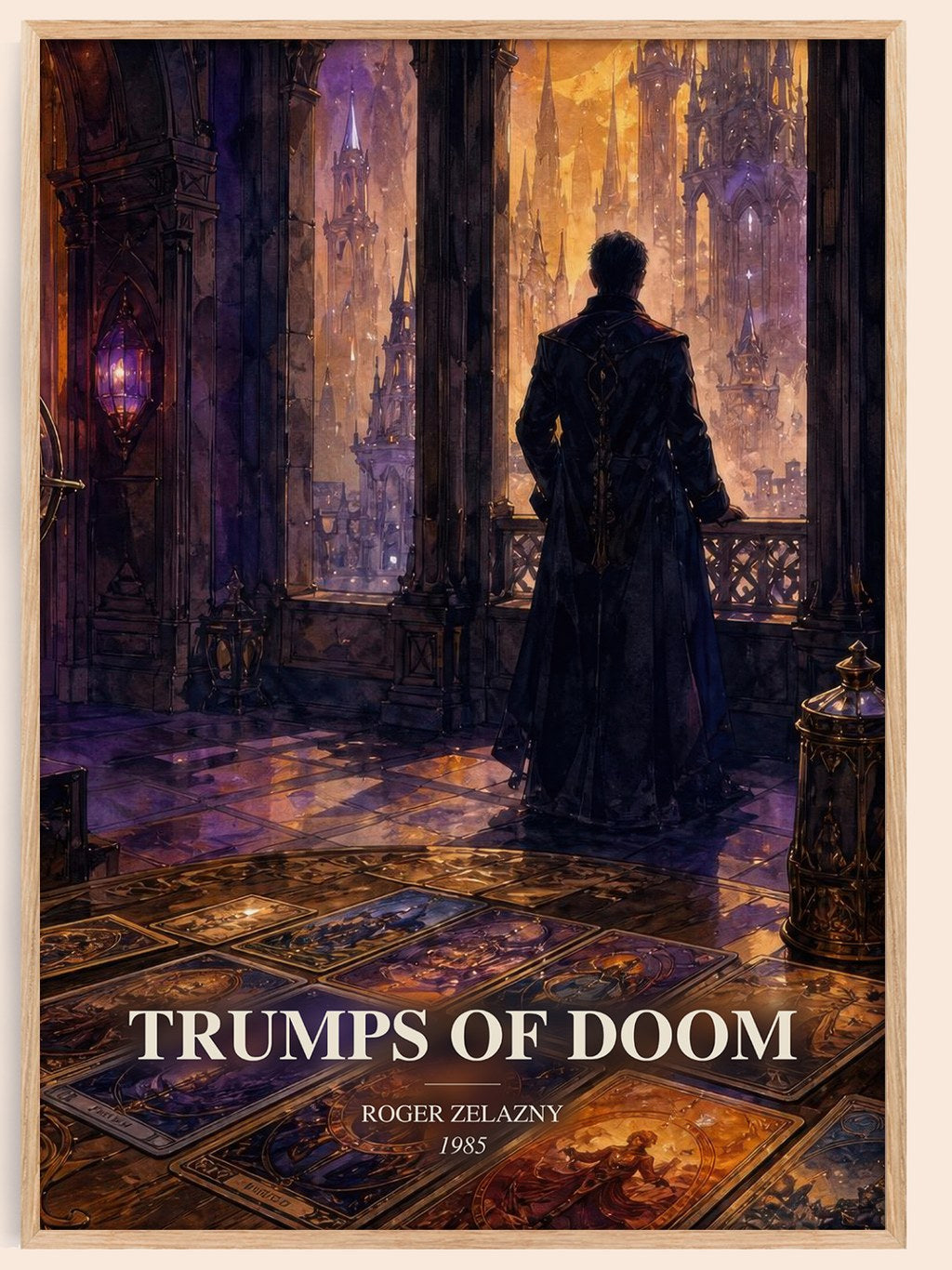 Trumps of Doom watercolour book poster by Roger Zelazny – framed literary art print