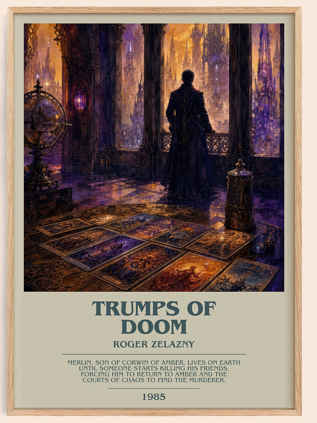 Trumps of Doom bookish book poster by Roger Zelazny – framed literary art print