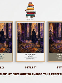Trumps of Doom book cover print in frame leaning in hallway – fantasy wall art