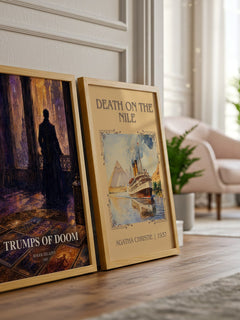 Trumps of Doom watercolour print framed by window – literary home decor