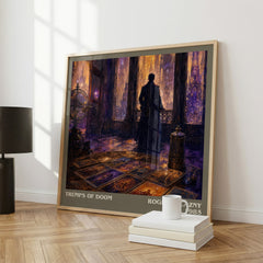 Trumps of Doom literary print framed by window – literary home decor