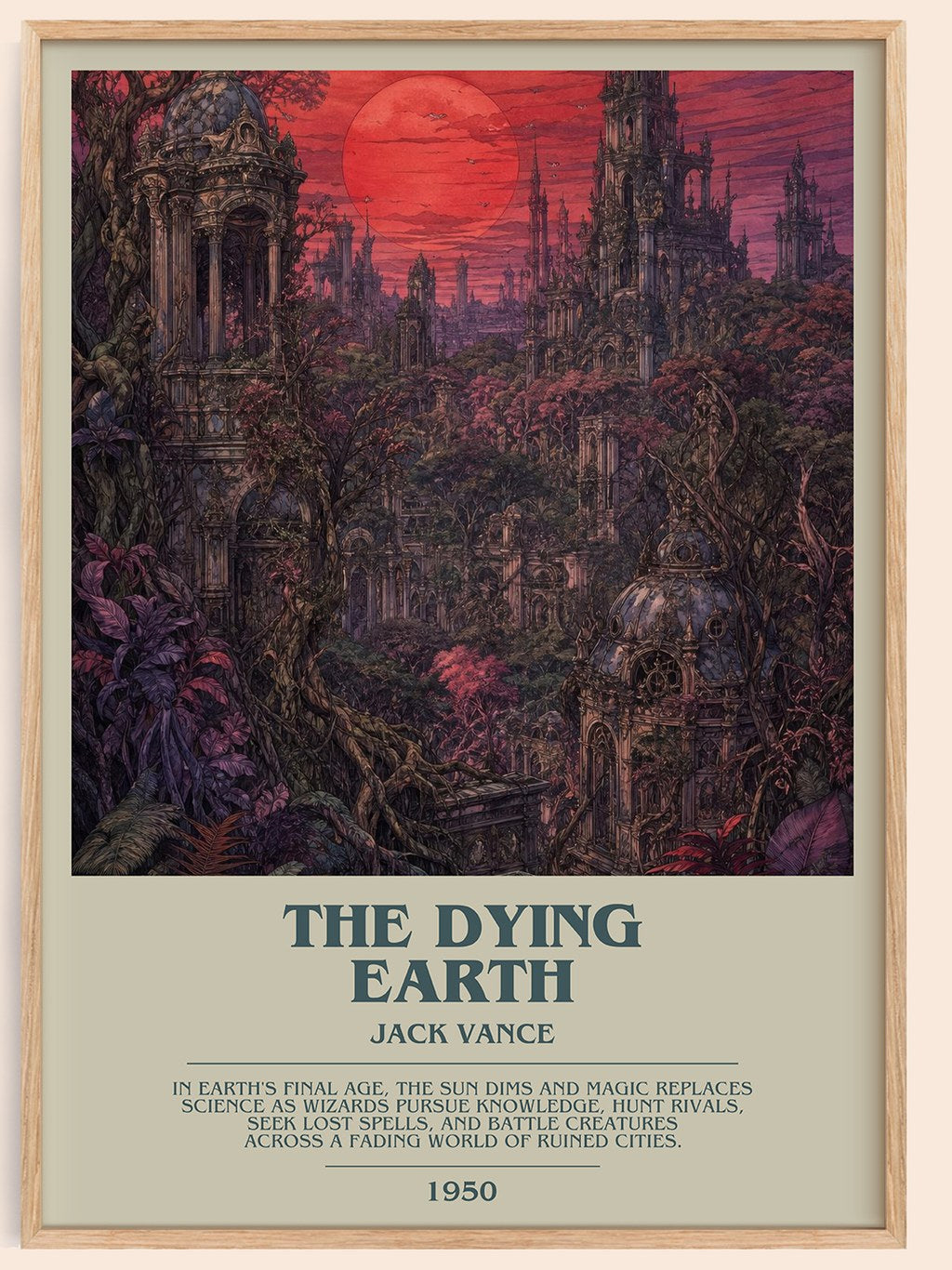 The Dying Earth bookish book poster by Jack Vance – framed literary art print