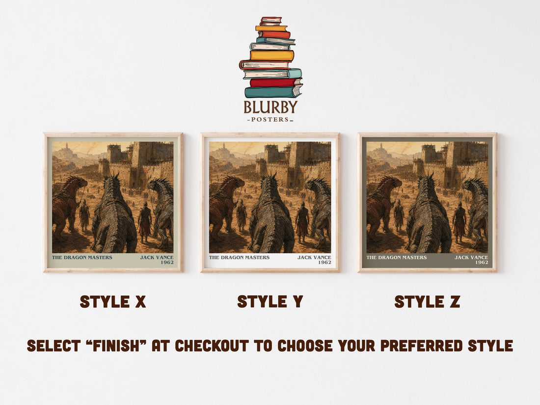The Dragon Masters literary print in frame leaning in hallway – sci fi wall art (mockup)
