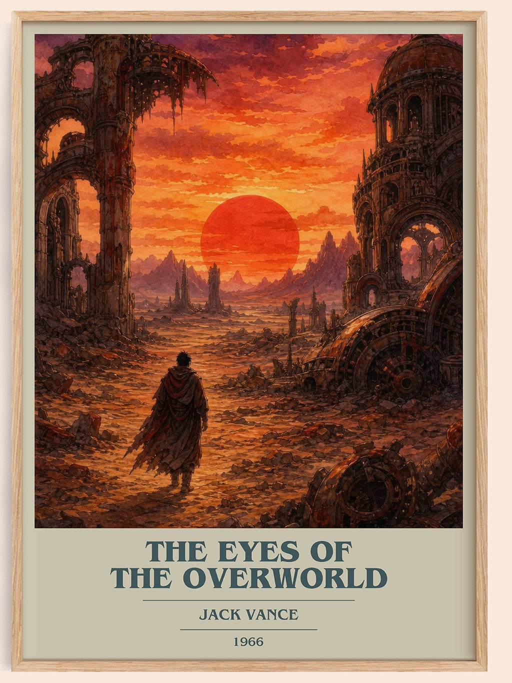 The Eyes of the Overworld book cover book poster by Jack Vance – framed literary art print