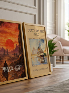 The Eyes of the Overworld watercolour print framed by window – literary home decor