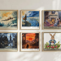The Eyes of the Overworld Literary Art Print by Jack Vance – square print in a six-frame gallery wall