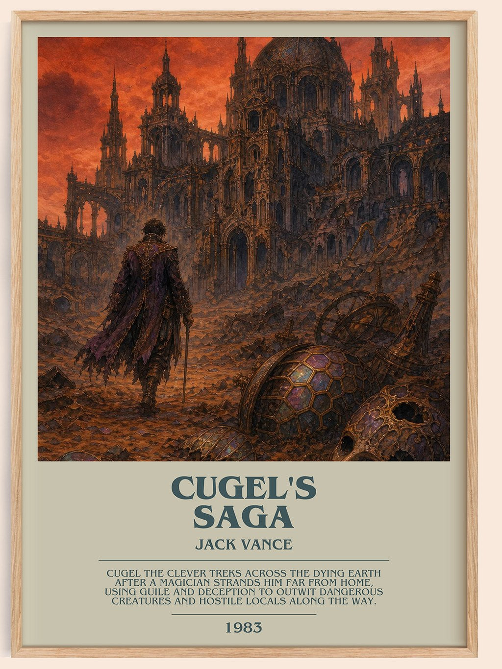 Cugel's Saga bookish book poster by Jack Vance – framed literary art print