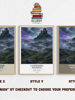 Lyonesse: Madouc book cover print in frame leaning in hallway – fantasy wall art