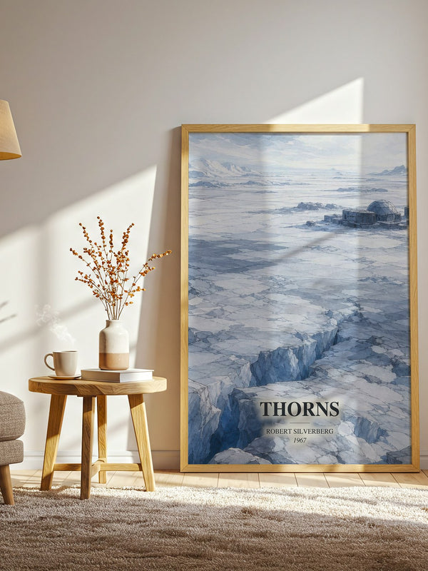Thorns watercolour print in frame leaning in hallway – sci fi wall art