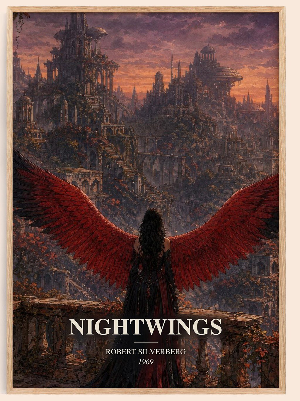 Nightwings watercolour book poster by Robert Silverberg – framed literary art print