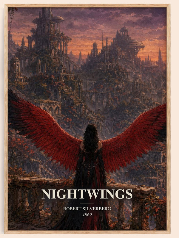 Nightwings watercolour book poster by Robert Silverberg – framed literary art print