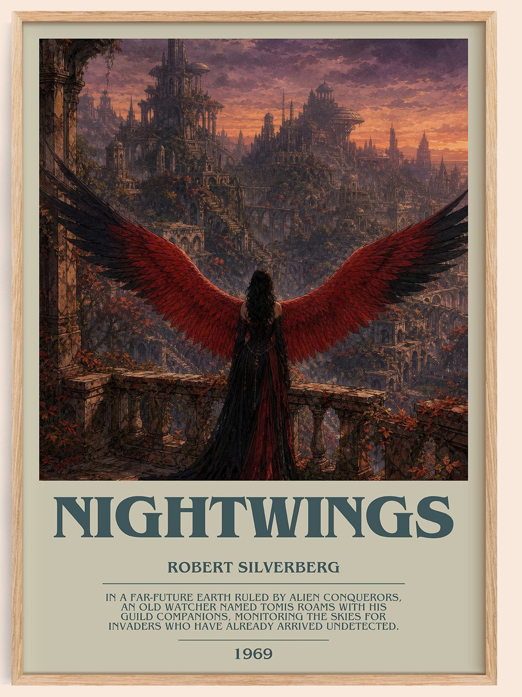 Nightwings bookish book poster by Robert Silverberg – framed literary art print