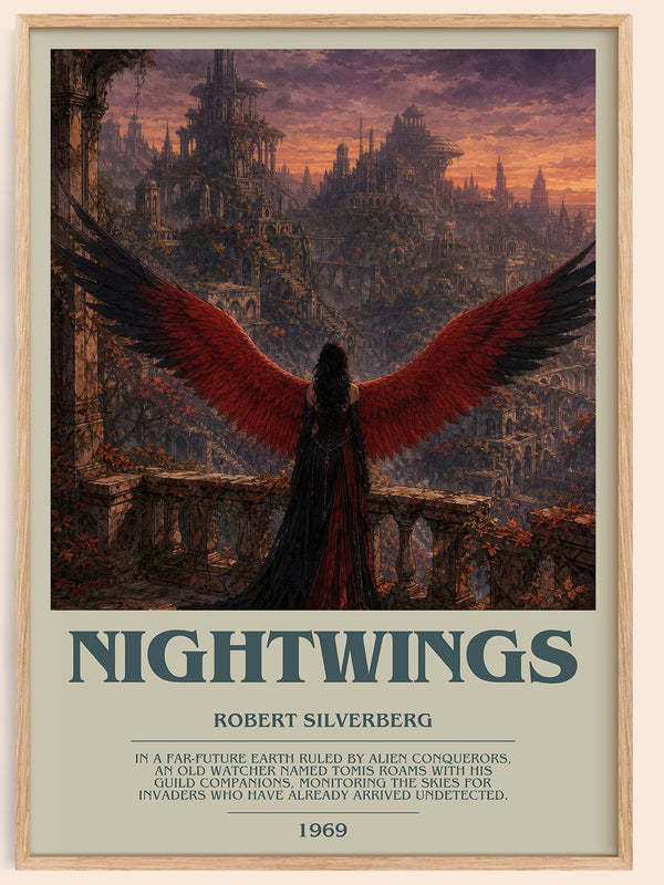 Nightwings bookish book poster by Robert Silverberg – framed literary art print