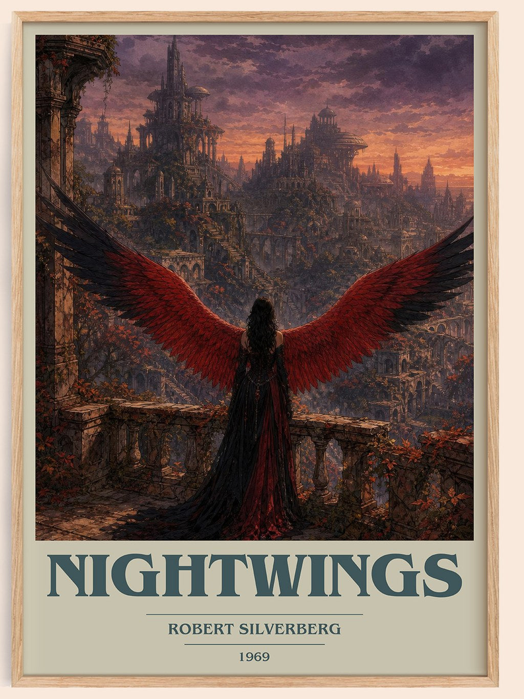 Nightwings book cover book poster by Robert Silverberg – framed literary art print