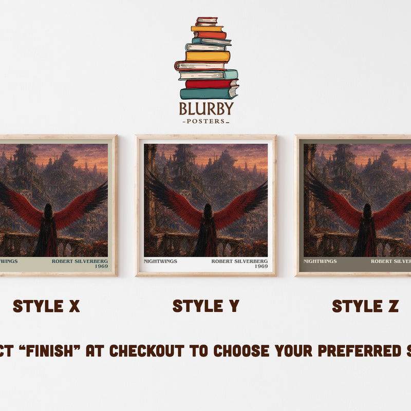 Nightwings literary print in frame leaning in hallway – sci fi wall art