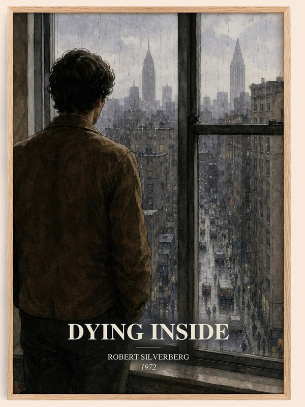 Dying Inside watercolour book poster by Robert Silverberg – framed literary art print