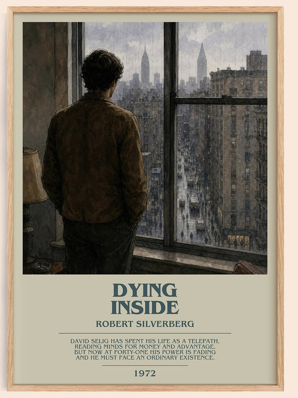 Dying Inside bookish book poster by Robert Silverberg – framed literary art print