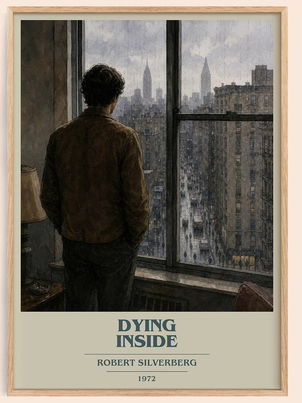 Dying Inside book cover book poster by Robert Silverberg – framed literary art print
