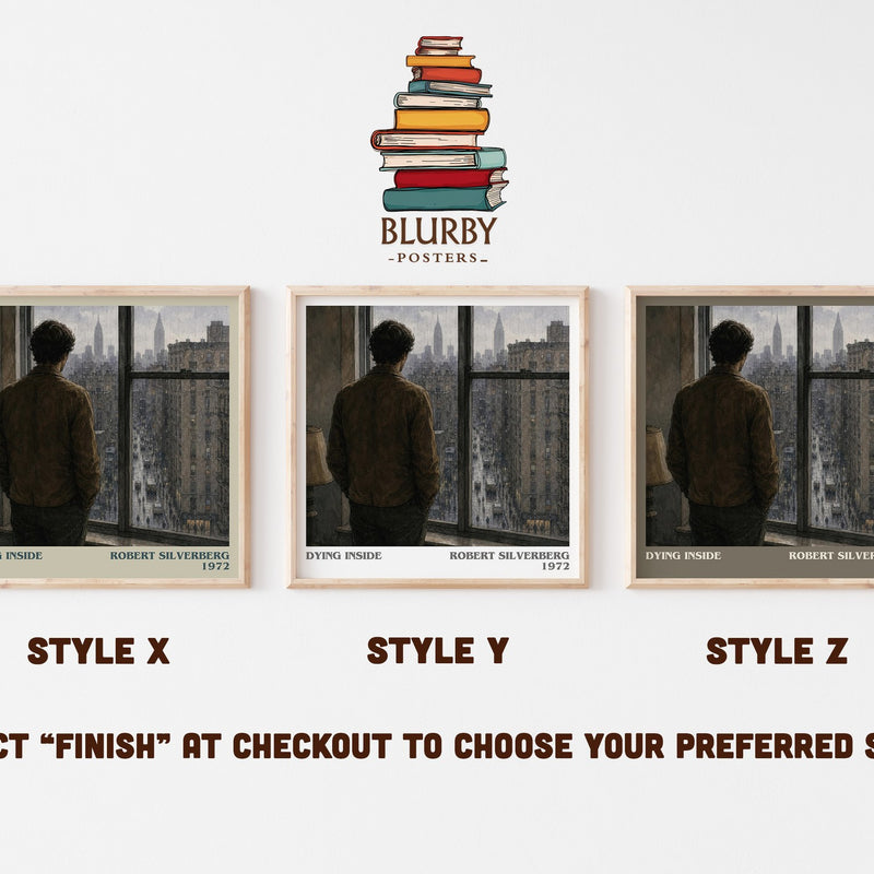 Dying Inside literary print in frame leaning in hallway – sci fi wall art
