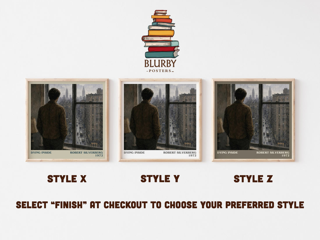 Dying Inside literary print in frame leaning in hallway – sci fi wall art (mockup)
