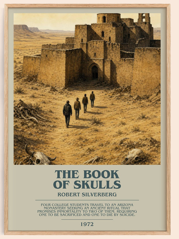 The Book of Skulls bookish book poster by Robert Silverberg – framed literary art print