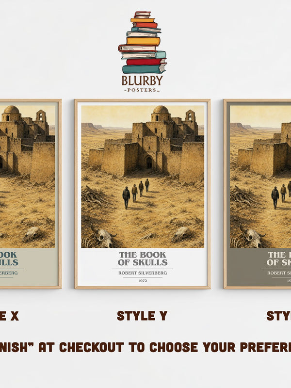 The Book of Skulls book cover print in frame leaning in hallway – sci fi wall art