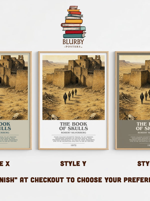 The Book of Skulls bookish print in frame leaning in hallway – sci fi wall art
