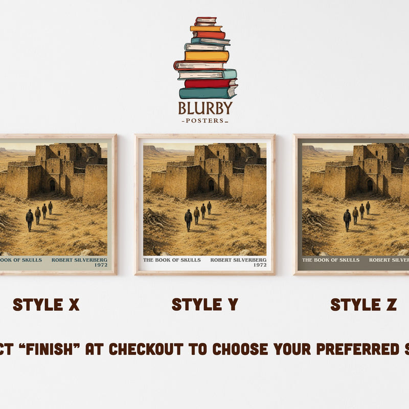 The Book of Skulls literary print in frame leaning in hallway – sci fi wall art