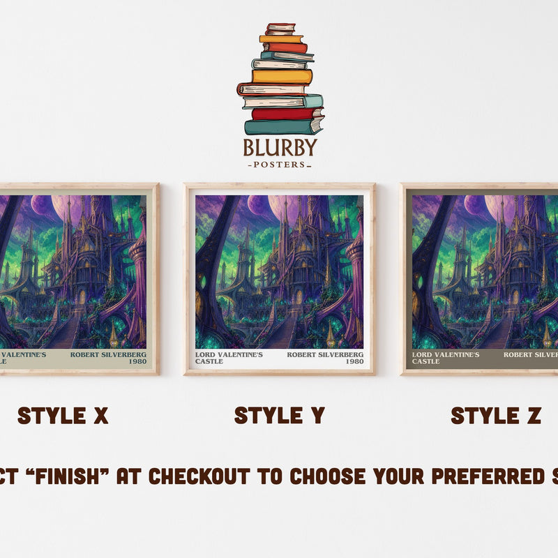 Lord Valentine's Castle literary print in frame leaning in hallway – sci fi wall art